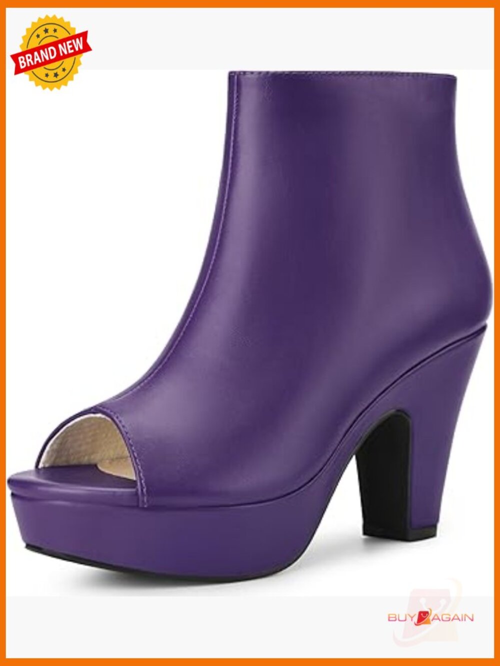 Chunky Heel Peep Toe Ankle Boots Platform Back Zip Booties